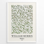 Indlæs billede til gallerivisning Framed William Morris Willow 1872 art print plakat with flowing green willow leaves on a white background.
