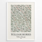 Indlæs billede til gallerivisning Framed William Morris Willow Bough 1887 art print plakat with flowing green willow leaves and red stems on a light background.
