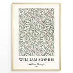 Indlæs billede til gallerivisning Framed William Morris Willow Bough 1887 art print plakat with flowing green willow leaves and red stems on a light background.
