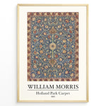 Indlæs billede til gallerivisning Framed William Morris Holland Park Carpet 1883 art print plakat with detailed blue, red, and gold floral carpet design.
