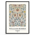 Indlæs billede til gallerivisning Framed William Morris Daffodil 1891 art print plakat featuring detailed floral design with yellow daffodils and green leaves on a soft beige background.

