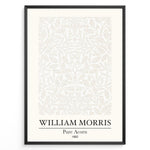 Indlæs billede til gallerivisning William Morris Pure Acorn 1892 art print plakat featuring beige botanical pattern of oak leaves and acorns in a minimalist style with black frame
