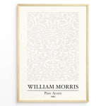 Indlæs billede til gallerivisning William Morris Pure Acorn 1892 art print plakat featuring beige botanical pattern of oak leaves and acorns in a minimalist style with black frame
