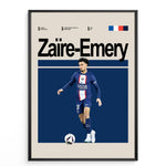 Indlæs billede til gallerivisning Fodbold plakat | Fodbold plakater | Warren Zaire-Emery Fodbold Plakat | Ungt Talent, Midtbanemagiker hos PSG | Plakaty.dk
