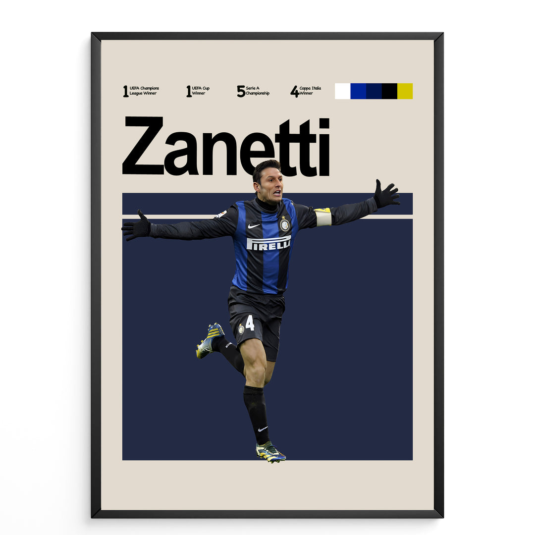 Fodbold plakat | Fodbold plakater | Javier Zanetti Fodbold Plakat | Argentinsk Legende, Inter Milan's Erobrer | Plakaty.dk