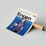 Indlæs billede til gallerivisning Ingrid Engen plakat | FC Barcelona trøje i blå og rød med Champions League-bold – perfekt til fans af kvindefodbold og Barça
