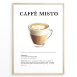 Indlæs billede til gallerivisning Illustrated Caffè Misto recipe poster featuring brewed coffee and steamed milk in a clear cup.
