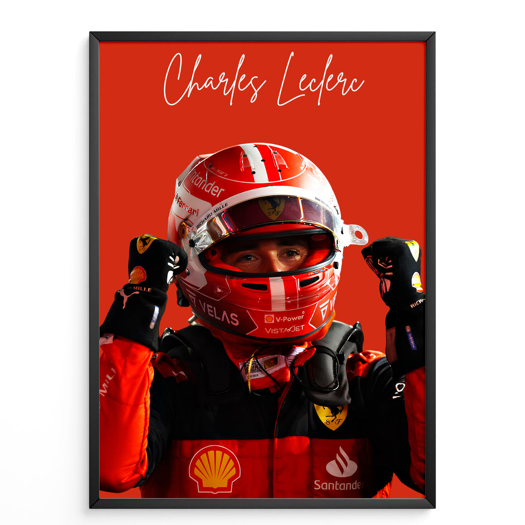 Charles Leclerc F1 Plakat | Unikt Design på 20+ Internationale Baner