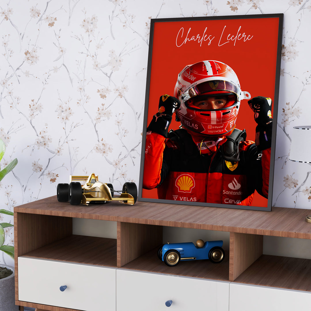 Charles Leclerc F1 Plakat | Unikt Design på 20+ Internationale Baner