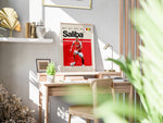 Indlæs billede til gallerivisning William Saliba fodbold plakat | Arsenal FC-spiller i rød-hvid hjemmebanetrøje, stilfuldt og moderne plakatdesign.
