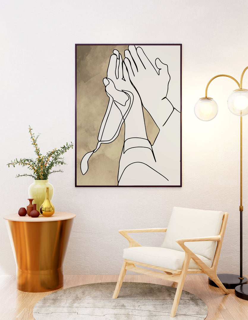 Dua hand line art med beige og hvid baggrund | Islamisk plakater | Plakaty.dk 