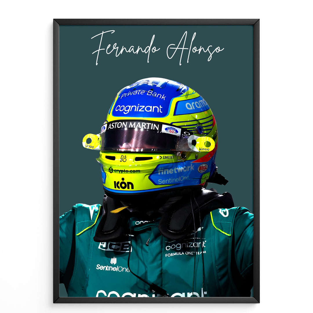 Fernando Alonso F1 Plakat | Eksklusivt Design på 20+ Internationale Baner!