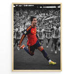 Indlæs billede til gallerivisning Ferran Torres plakat med Spanien landsholdstrøje under VM 2026 i moderne sort-hvid og farvedesign
