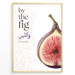 Indlæs billede til gallerivisning Figen plakat med botanisk illustration og engelsk samt arabisk typografi inspireret af Koranens frugter
