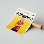 Indlæs billede til gallerivisning Athenea del Castillo plakat | Spanien landsholdstrøje i rød og gul med selvsikker attitude – ideel til fans af kvindefodbold og Spanien
