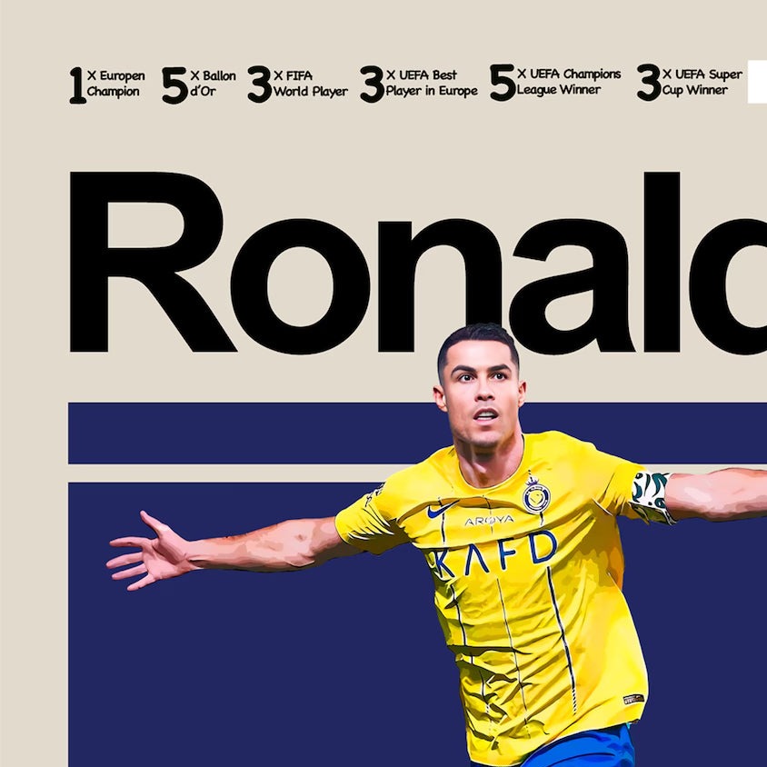 Fodbold plakat | Fodbold plakater | Cristiano Ronaldo Al-Nassr trøje Fodbold plakat | Perfekt til Den Ægte Fodbold Fan | Plakaty.dk