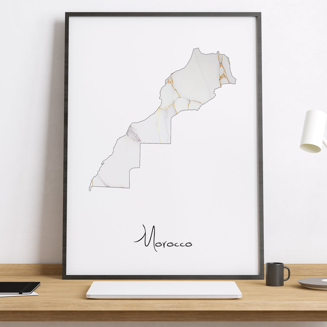 Marokko Plakat | Morocco Plakat | Hvid og unik marmor design