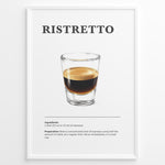 Indlæs billede til gallerivisning Minimalist Ristretto coffee recipe illustration with a small glass of concentrated espresso shot.
