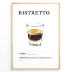 Indlæs billede til gallerivisning Minimalist Ristretto coffee recipe illustration with a small glass of concentrated espresso shot.
