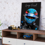 Indlæs billede til gallerivisning George Russell F1 Plakat | Unikt Design på 20+ Internationale Baner!
