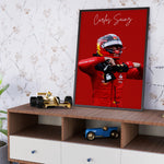 Indlæs billede til gallerivisning Carlos Sainz F1 Plakat | Unikt Design på 20+ Internationale Baner
