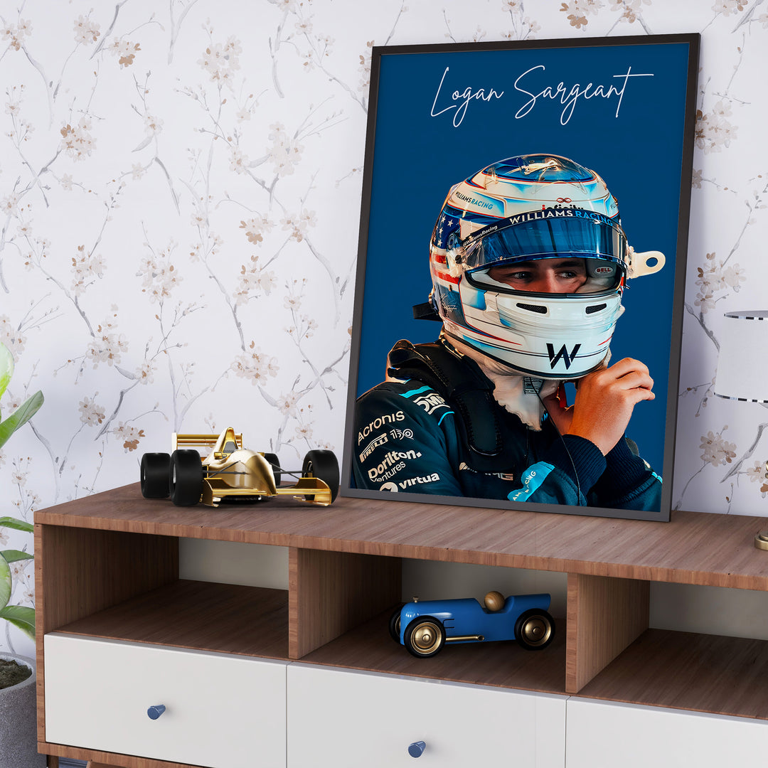 Logan Sargeant F1 Plakat | Unikt Design på 20+ Internationale Baner