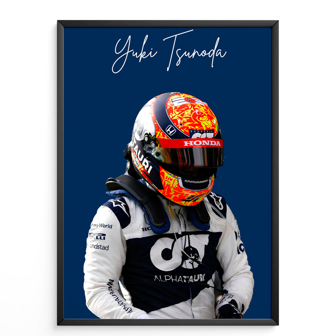 Yuki Tsunoda F1 Plakat | Unikt Design på 20+ Internationale Baner