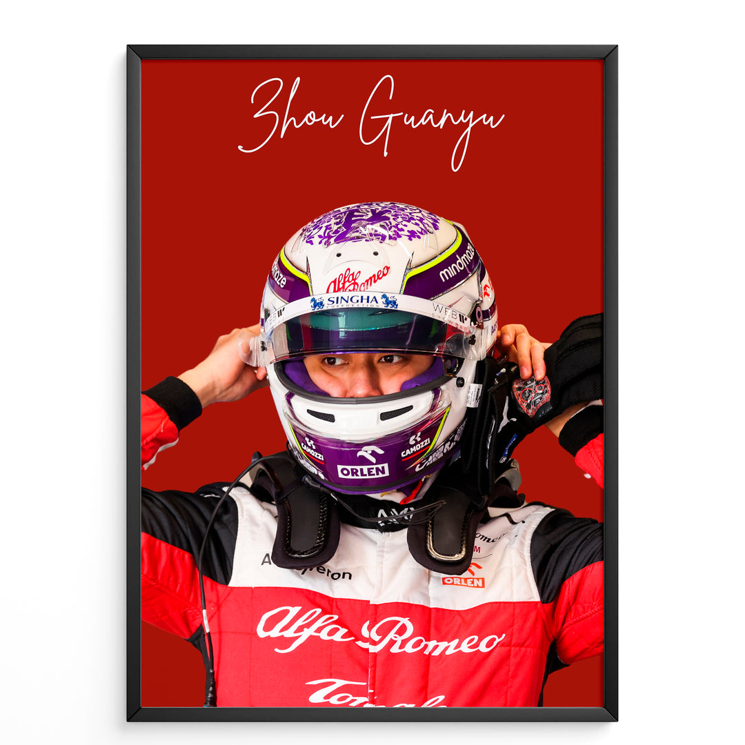 Guanyu Zhou F1 Plakat | Unikt Design på 20+ Internationale Baner